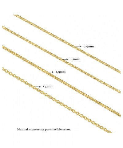 14k Yellow Gold 0.8mm-1.5mm Thin Gold Chain Necklace with Spring Clasp, Cable Chain/Cuban Link Curb Chain/Rope Chain/Rolo Cha...