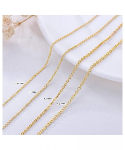 14k Yellow Gold 0.8mm-1.5mm Thin Gold Chain Necklace with Spring Clasp, Cable Chain/Cuban Link Curb Chain/Rope Chain/Rolo Cha...