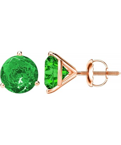 1/2-10 Carat Total Weight Emerald Stud Earrings 3 Prong Screw Back Rose Gold 0.5 carats $192.60 Earrings