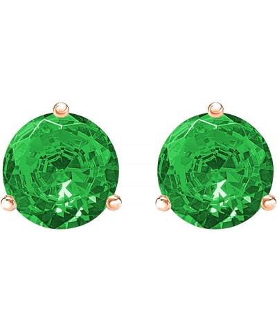 1/2-10 Carat Total Weight Emerald Stud Earrings 3 Prong Screw Back Rose Gold 0.5 carats $192.60 Earrings