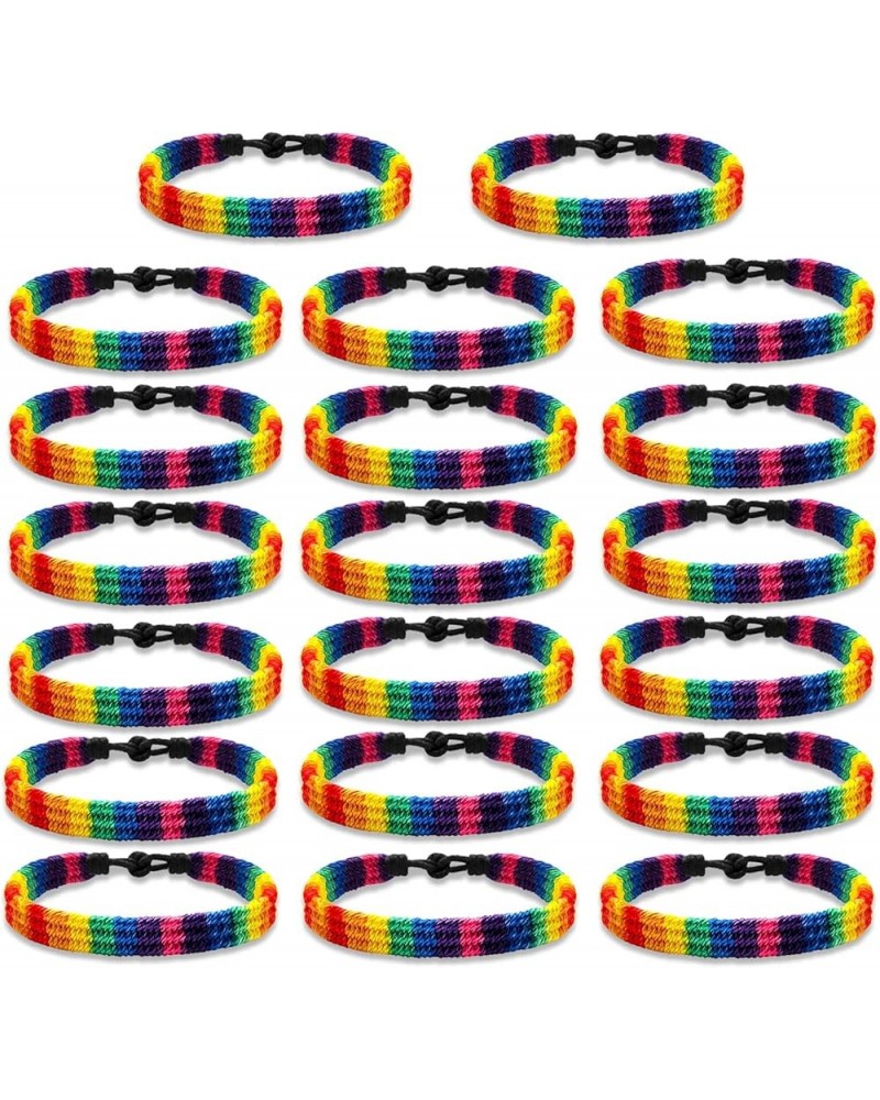 Rainbow LGBT Pride Bracelet Handmade Braided Friendship String Bracelet for Gay & Lesbian LGBTQ Wristband Adjustable Size 20P...