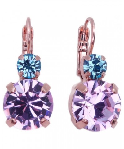 Blue Moon Rose Goldtone Earrings Violet Purple with Aqua Blue 1152 $30.24 Earrings