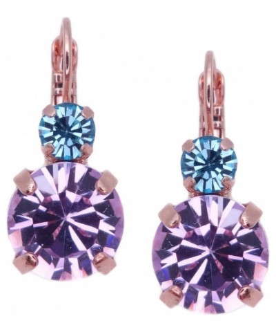 Blue Moon Rose Goldtone Earrings Violet Purple with Aqua Blue 1152 $30.24 Earrings