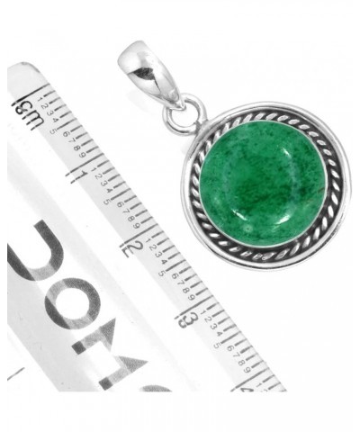 925 Sterling Silver Handmade Pendant for Women 12 MM Round Gemstone Fashion Jewelry for Gift (99517_P) Kiwi Quartz $20.15 Pen...