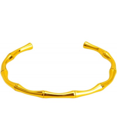 Stainless Steel Classical Plain Bamboo Style Open Cuff Bangle Bracelet Gold $7.40 Bracelets