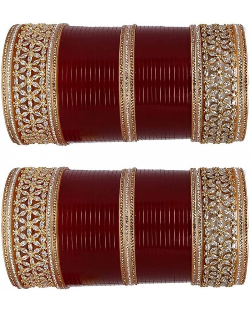 American Diamond Bridal Punjabi Chura Wedding Maroon Choora/Chooda Set for Marriage for Girls and Women/Indian Chuda Bangles ...