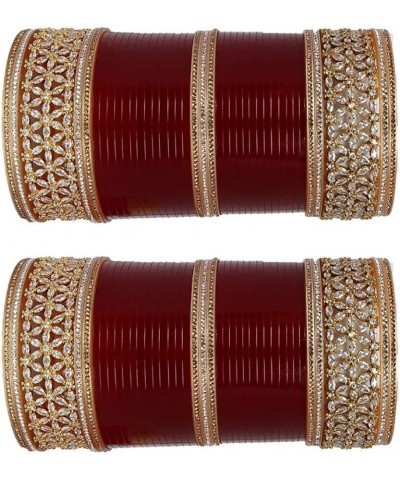 American Diamond Bridal Punjabi Chura Wedding Maroon Choora/Chooda Set for Marriage for Girls and Women/Indian Chuda Bangles ...