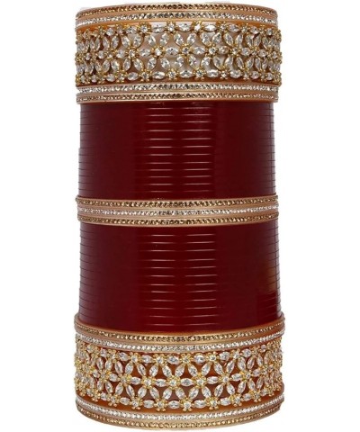 American Diamond Bridal Punjabi Chura Wedding Maroon Choora/Chooda Set for Marriage for Girls and Women/Indian Chuda Bangles ...