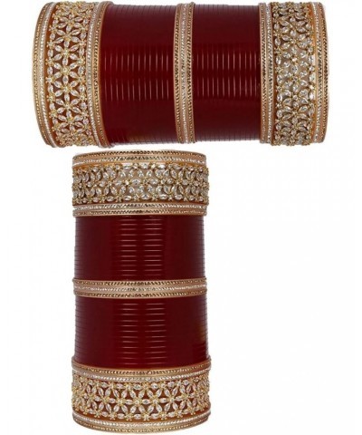 American Diamond Bridal Punjabi Chura Wedding Maroon Choora/Chooda Set for Marriage for Girls and Women/Indian Chuda Bangles ...