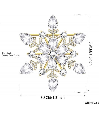 Wedding Elegant Mother Flower Brooch Pin Snowflakes Full Prong CZ Pendant Full Crystals Broche for Women Gift C Snowflake Gol...