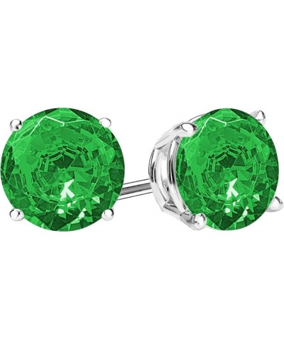 1/2-10 Carat Total Weight Emerald Stud Earrings 4 Prong Push Back 0.5 Carat Platinum $358.94 Earrings