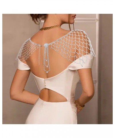 Bridal Rhinestone Shoulder Chain Tassel Mesh Crystal Wedding Back Chain Multilayered Shoulder Body Chain Jewelry for Women $2...