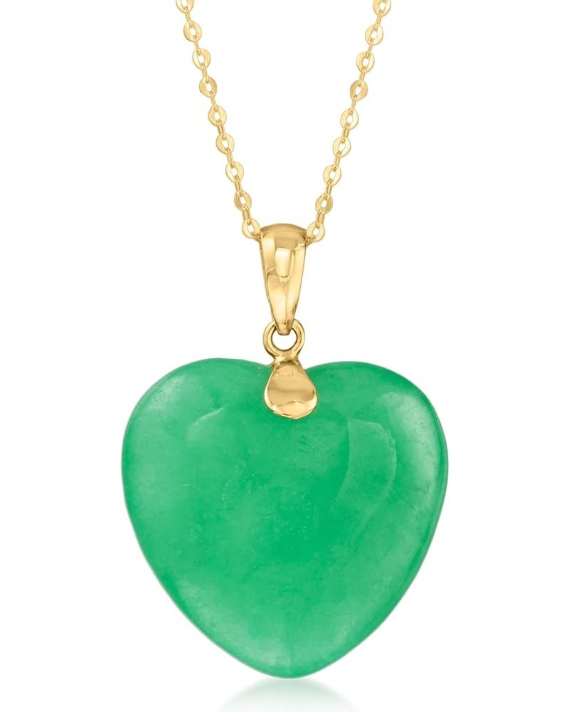 Canaria Jade Heart Pendant Necklace in 10kt Yellow Gold 20.0 Inches $66.00 Necklaces