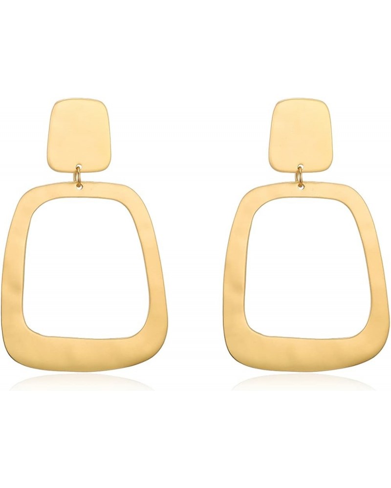 Matte Gold Silver Geometry Clip On Earrings for Women Retro Drop Clip Earrings for Women gold square $9.35 Earrings