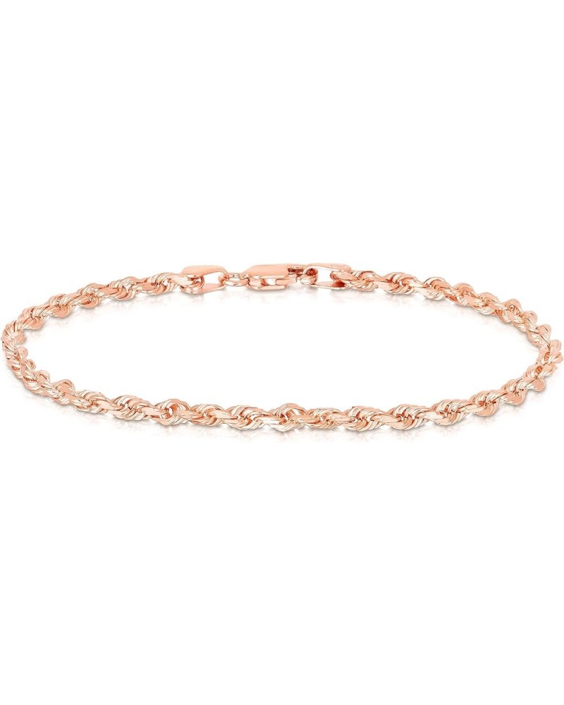 10k Fine Gold 2.5mm Solid Diamond Cut Rope Chain Bracelet and Anklet 7.0 Inches rose-gold $97.91 Anklets