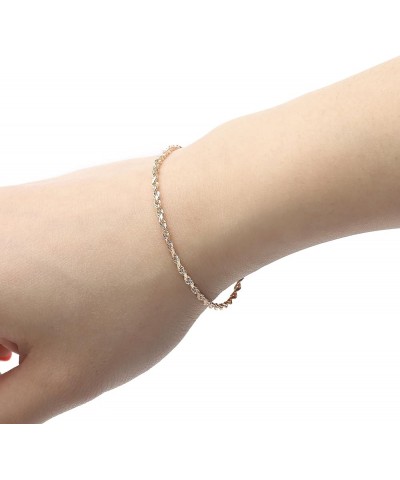 10k Fine Gold 2.5mm Solid Diamond Cut Rope Chain Bracelet and Anklet 7.0 Inches rose-gold $97.91 Anklets