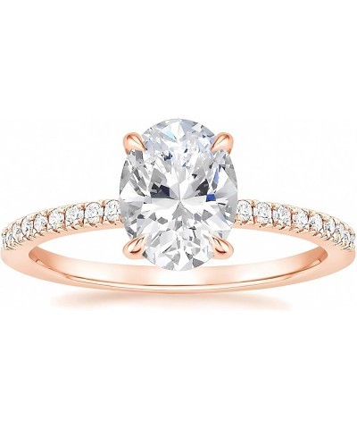 3 ct Oval Cut Moissanite 4-prong Solitaire Engagement Ring for Women White/Yellow/Rose Gold Plated Silver Promise Wedding Ban...