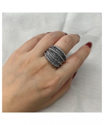 Black Rings for Women, Vintage Cross Marcasite Rings Statement Big Chunky Aesthetic Ring Costume Jewelry for Women Gifts for ...