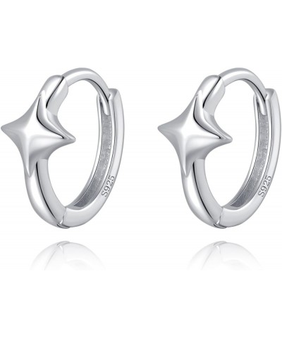 Solid 925 Sterling Silver Star Huggie Earrings for Women Teen Girls Star Hoop Earrings Hypoallergenic A-Silver $10.79 Earrings