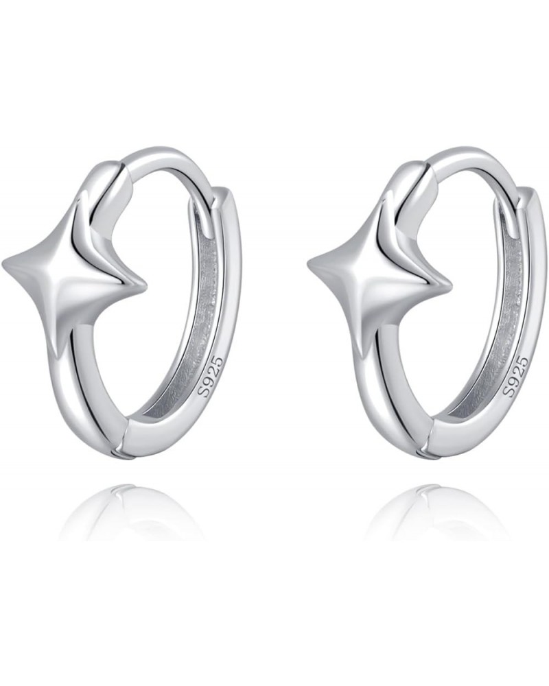 Solid 925 Sterling Silver Star Huggie Earrings for Women Teen Girls Star Hoop Earrings Hypoallergenic A-Silver $10.79 Earrings