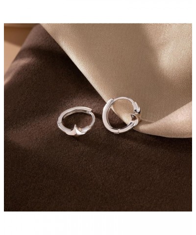 Solid 925 Sterling Silver Star Huggie Earrings for Women Teen Girls Star Hoop Earrings Hypoallergenic A-Silver $10.79 Earrings