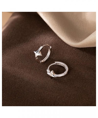 Solid 925 Sterling Silver Star Huggie Earrings for Women Teen Girls Star Hoop Earrings Hypoallergenic A-Silver $10.79 Earrings