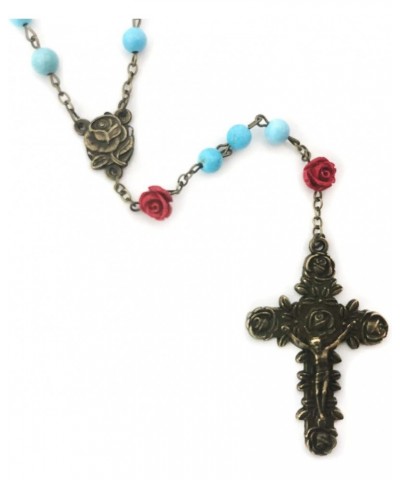 Our Lady of Lourdes Turquoise and Red Rose Rosary and Rosary Bracelet Set,Rosary & Miraculous Medal Bracelet,Catholic Rosary,...