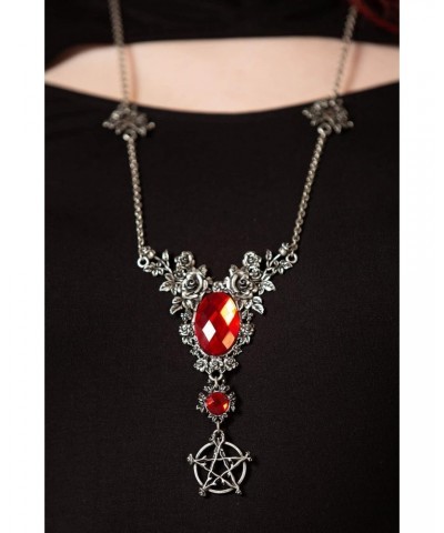 Eternal Grove Roses Flowers Thorns Gothic Pentagram Dangle Necklace $14.70 Necklaces