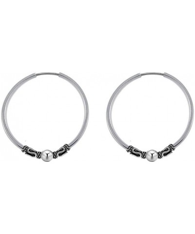 Sterling Silver Oxidized Tribal Bali Hoop Earring For Women, Girls- Balinese Silver Hoop Earrings, Endless Tube Bali Hoop Ear...