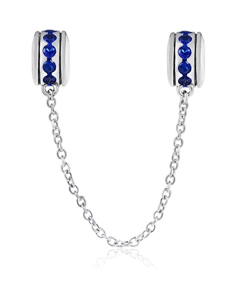 Safety Chain Charm 925 Sterling Silver Clip Charm Stopper Charm for DIY Charm Bracelet (Blue) Blue $13.43 Bracelets