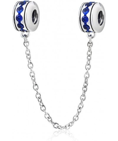 Safety Chain Charm 925 Sterling Silver Clip Charm Stopper Charm for DIY Charm Bracelet (Blue) Blue $13.43 Bracelets