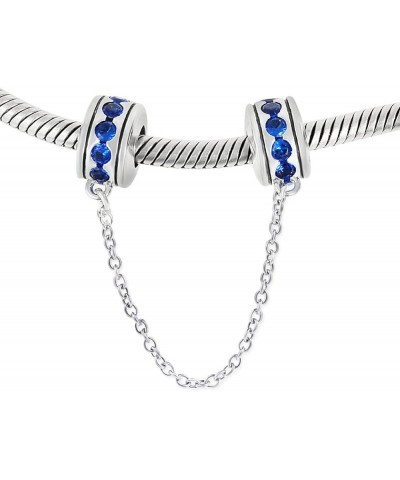 Safety Chain Charm 925 Sterling Silver Clip Charm Stopper Charm for DIY Charm Bracelet (Blue) Blue $13.43 Bracelets