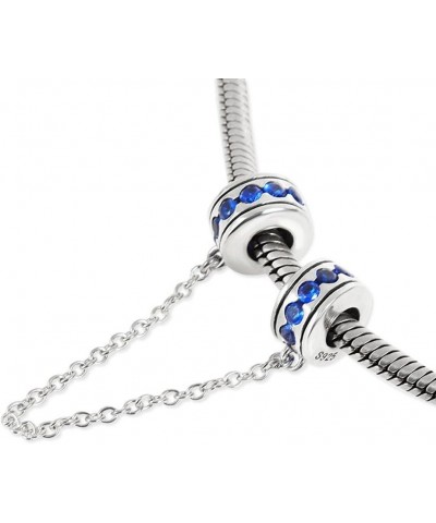 Safety Chain Charm 925 Sterling Silver Clip Charm Stopper Charm for DIY Charm Bracelet (Blue) Blue $13.43 Bracelets