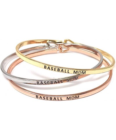 Mom Inspirational Messages Engraved Thin Bangle Hook Bracelets BASEBALL-ROSEGOLD Brass $8.31 Bracelets