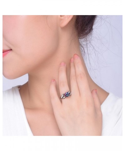 Rhodium Plated Fire Opal Cubic Zircon Wedding Engagement Anniversary Ring Black $7.27 Rings