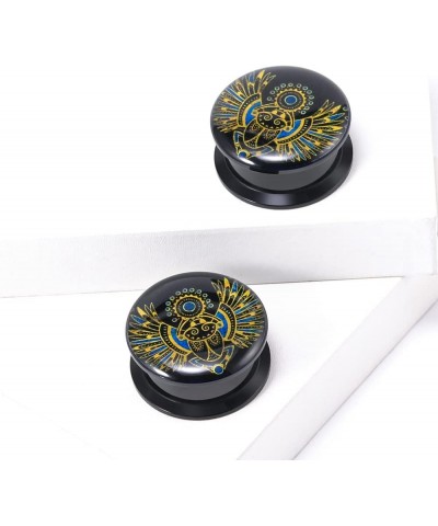 1 Pair Acrylic Solid Screw On Ear Plugs Tunnels Allergy Free 2g- 1 Inch Stretcher Steampunk Graffiti Pattern Color Painting F...