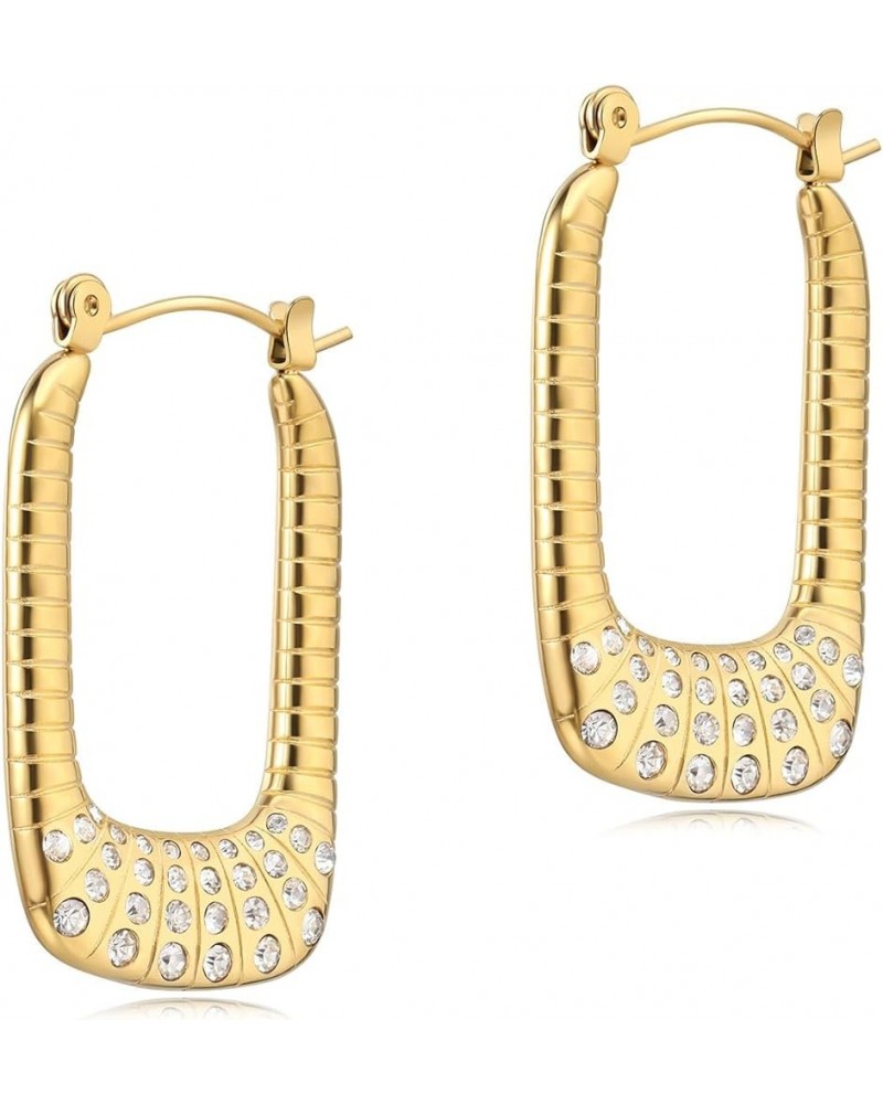 Gold Hoop Earrings for Women 18K Gold Plated, Stainless Steel Hypoallergenic Hoop Chunky Comfy Earrings Style 2 $12.75 Earrings