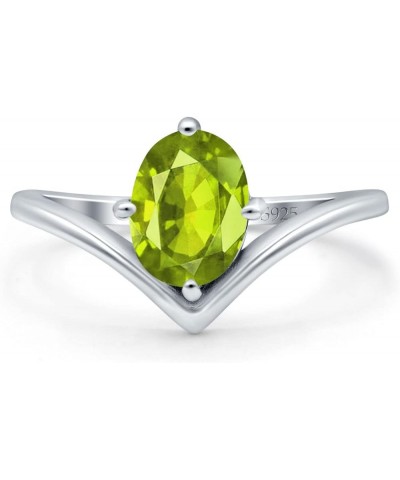 V Art Deco Wedding Ring Oval Simulated Cubic Zirconia 925 Sterling Silver Simulated Peridot CZ $13.79 Rings