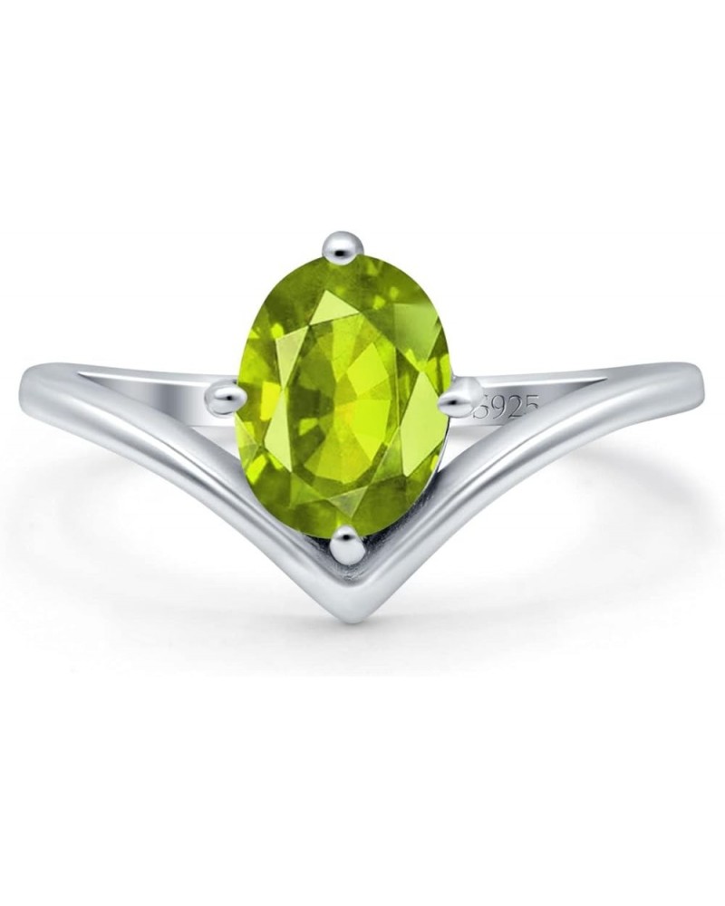 V Art Deco Wedding Ring Oval Simulated Cubic Zirconia 925 Sterling Silver Simulated Peridot CZ $13.79 Rings