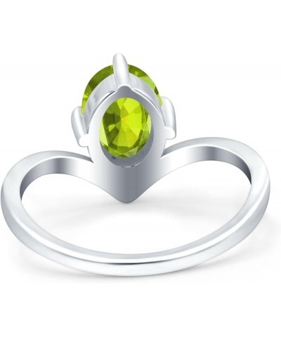 V Art Deco Wedding Ring Oval Simulated Cubic Zirconia 925 Sterling Silver Simulated Peridot CZ $13.79 Rings