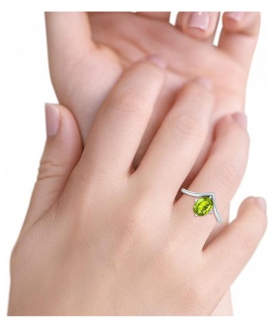 V Art Deco Wedding Ring Oval Simulated Cubic Zirconia 925 Sterling Silver Simulated Peridot CZ $13.79 Rings