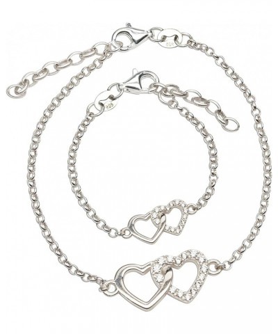 Sterling Silver Mom and Me Double Heart Bracelet Sold as a Set or individually SILVER Set-Mom/Child 4-5 inch $25.95 Bracelets