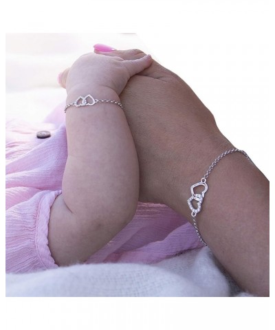 Sterling Silver Mom and Me Double Heart Bracelet Sold as a Set or individually SILVER Set-Mom/Child 4-5 inch $25.95 Bracelets