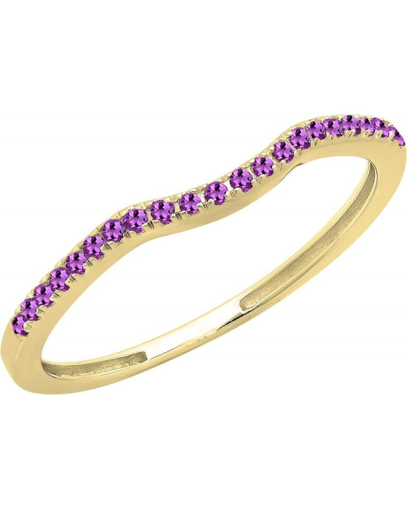 1.10mm Round Amethyst Contour Stackable Wedding Ring Band for Women in 10K Gold 8 Yellow Gold $79.00 Rings