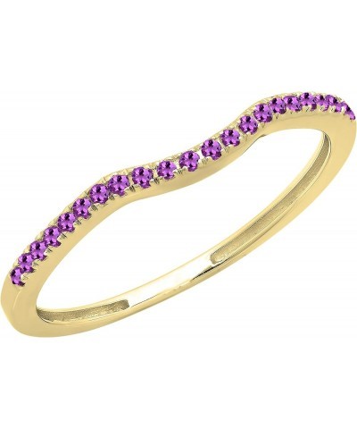 1.10mm Round Amethyst Contour Stackable Wedding Ring Band for Women in 10K Gold 8 Yellow Gold $79.00 Rings