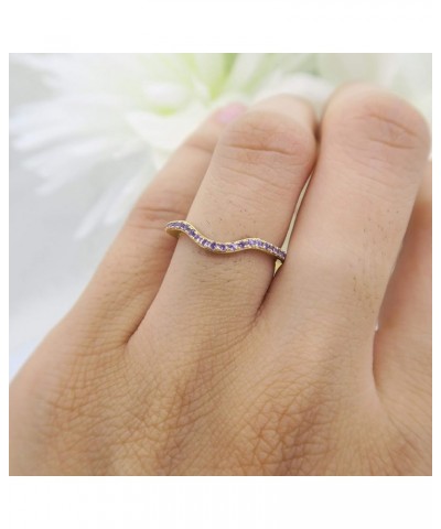 1.10mm Round Amethyst Contour Stackable Wedding Ring Band for Women in 10K Gold 8 Yellow Gold $79.00 Rings