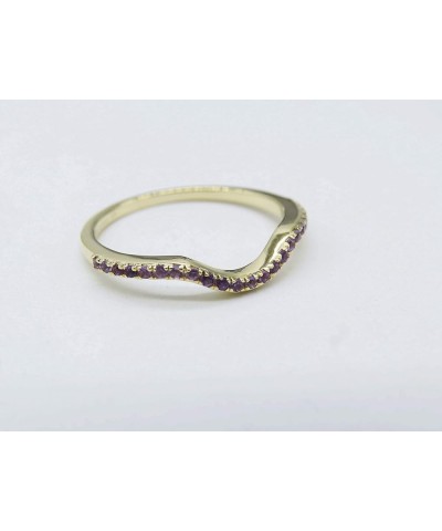 1.10mm Round Amethyst Contour Stackable Wedding Ring Band for Women in 10K Gold 8 Yellow Gold $79.00 Rings