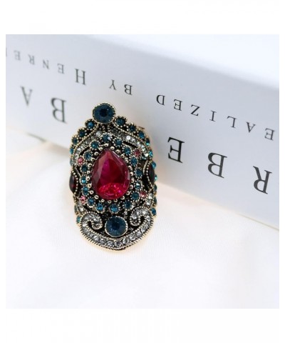 Retro Resin Crystal Stone Cocktail Rings Gothic Hip Hop Punk Crystal Engagement Wedding Statement Rings Uniquely Stylish Jewe...