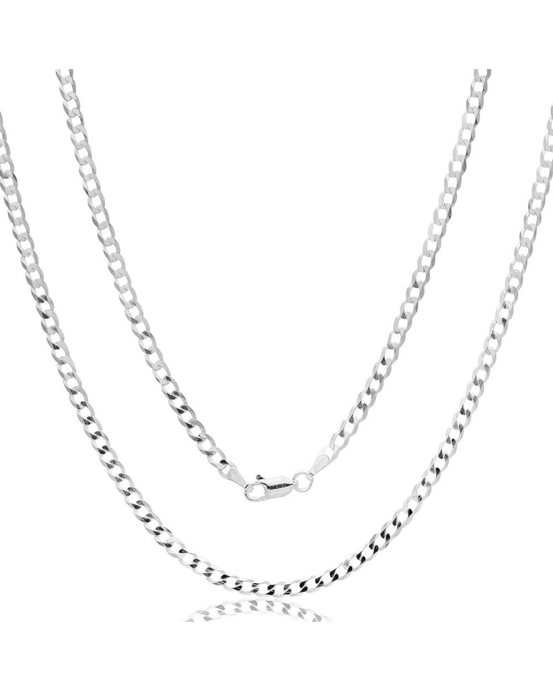 Italian 925 Sterling Silver 3.5mm Curb Cuban Link Chain - Solid Sterling Silver Necklace for Men and Women - Made in Italy 26...