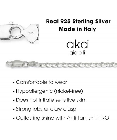 Italian 925 Sterling Silver 3.5mm Curb Cuban Link Chain - Solid Sterling Silver Necklace for Men and Women - Made in Italy 26...